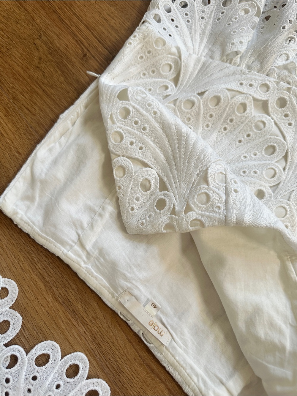 MAJE 🤍 Cropped White Eyelet Lace Two-Piece Set with Skirt size 6 - Picture 10 of 15